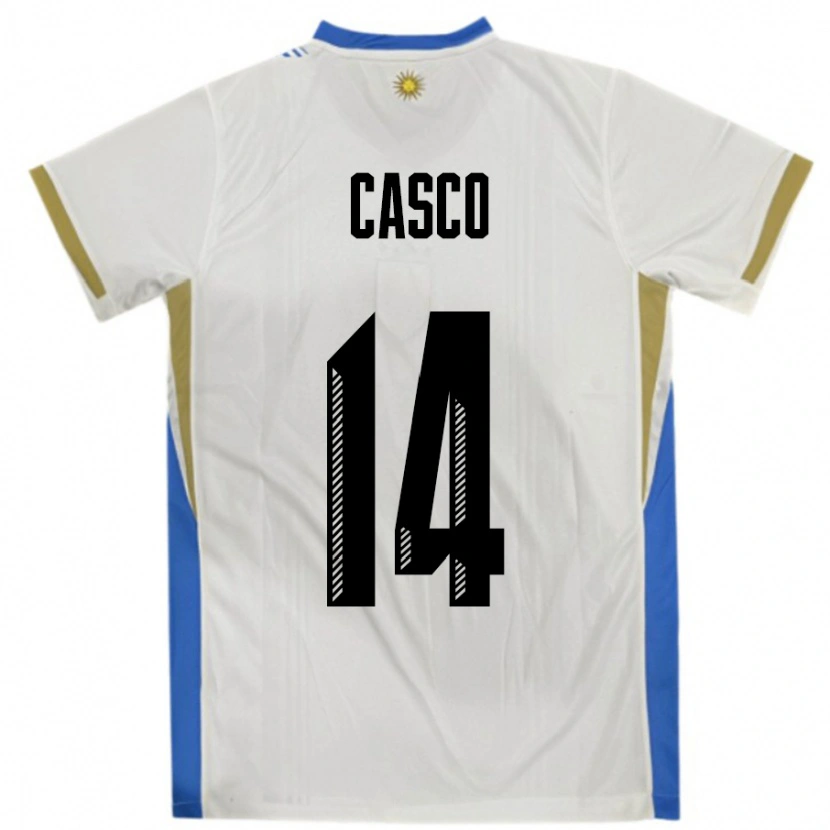 DanxenレディースウルグアイMaximiliano Casco#14ホワイトブルーアウェイシャツ24-26ジャージーユニフォーム