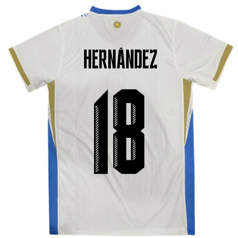 DanxenレディースウルグアイTomás Hernández#18ホワイトブルーアウェイシャツ24-26ジャージーユニフォーム