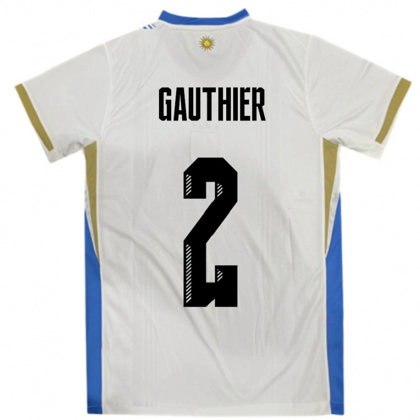 DanxenレディースウルグアイValentin Gauthier#2ホワイトブルーアウェイシャツ24-26ジャージーユニフォーム