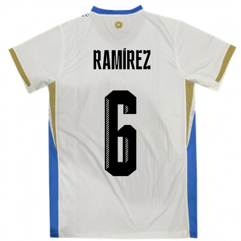 DanxenレディースウルグアイSindy Ramirez#6ホワイトブルーアウェイシャツ24-26ジャージーユニフォーム