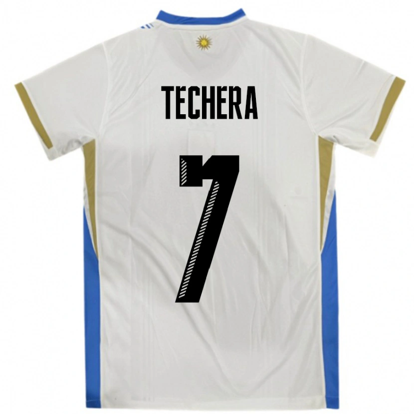 DanxenレディースウルグアイFacundo Techera#7ホワイトブルーアウェイシャツ24-26ジャージーユニフォーム