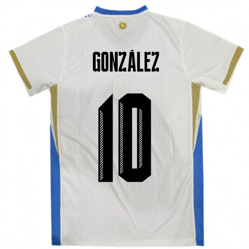 Danxenレディースウルグアイフランコ・ゴンザレス#10ホワイトブルーアウェイシャツ24-26ジャージーユニフォーム