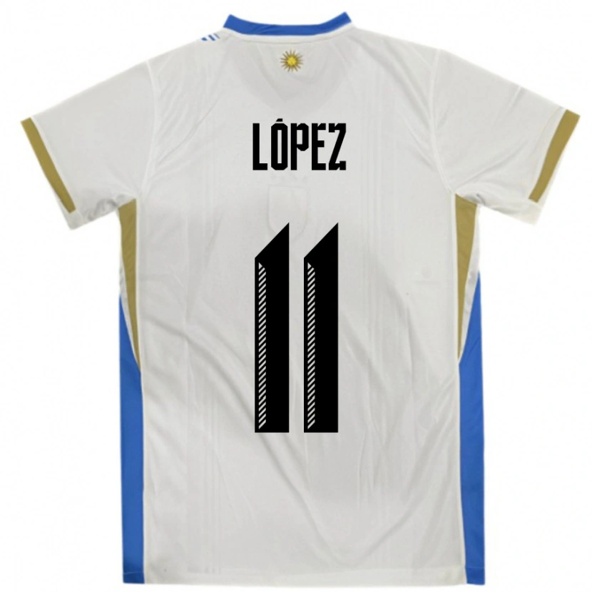 DanxenレディースウルグアイGuillermo Lopez#11ホワイトブルーアウェイシャツ24-26ジャージーユニフォーム