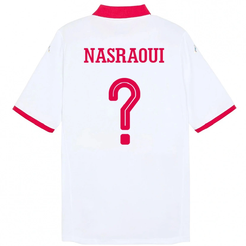 DanxenレディースチュニジアMohamed Nasraoui#0ホワイトアウェイシャツ24-26ジャージーユニフォーム