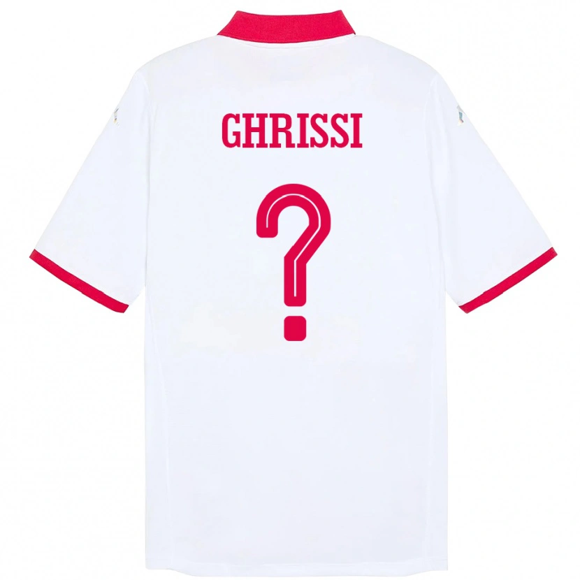 DanxenレディースチュニジアAchref Ghrissi#0ホワイトアウェイシャツ24-26ジャージーユニフォーム