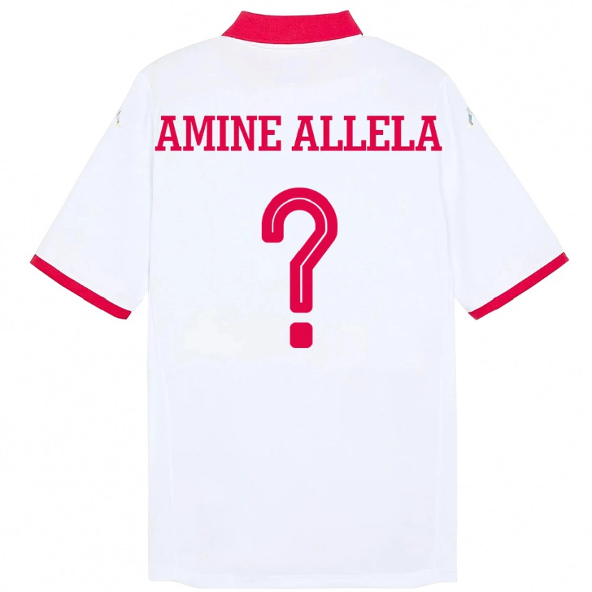 DanxenレディースチュニジアMohamed Amine Allela#0ホワイトアウェイシャツ24-26ジャージーユニフォーム