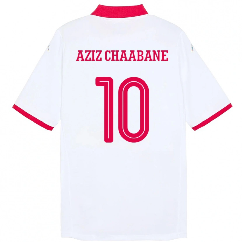 DanxenレディースチュニジアMohamed Aziz Chaabane#10ホワイトアウェイシャツ24-26ジャージーユニフォーム