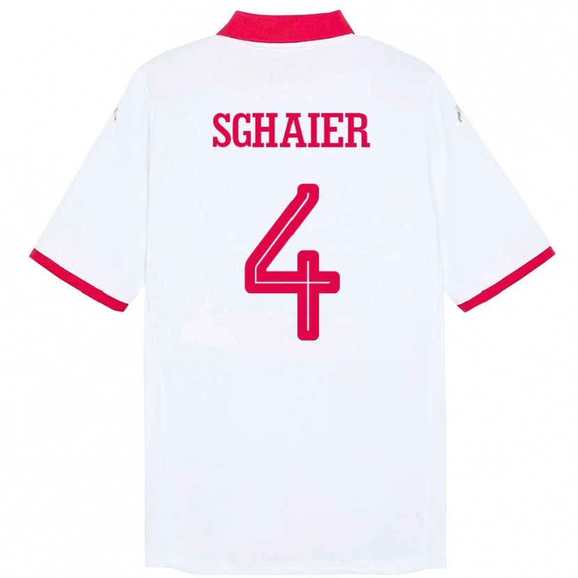 DanxenレディースチュニジアMakrem Sghaier#4ホワイトアウェイシャツ24-26ジャージーユニフォーム