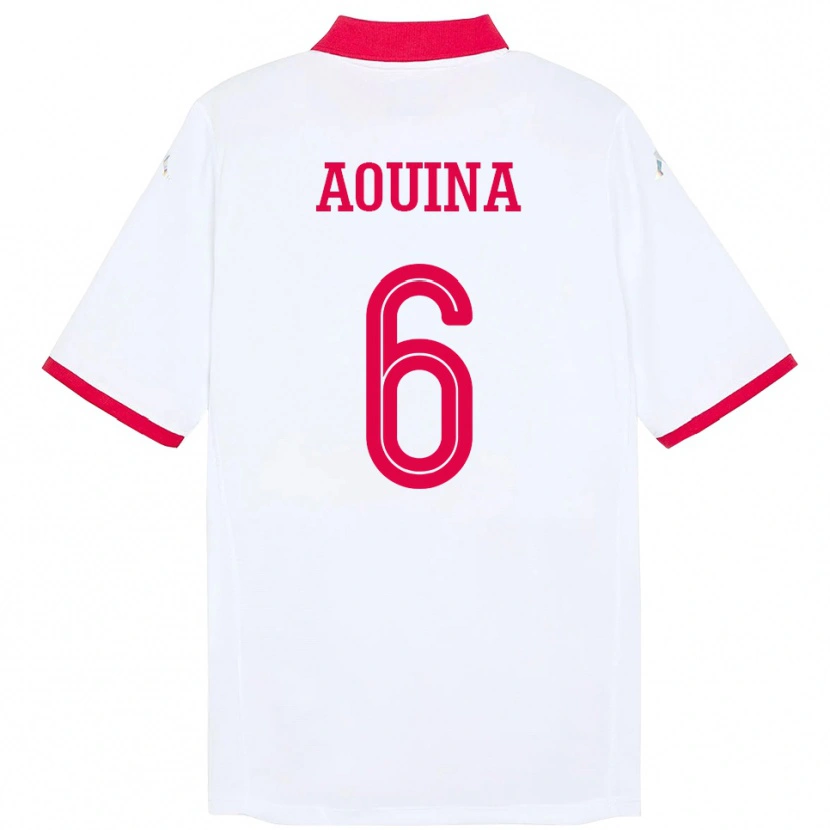 DanxenレディースチュニジアRania Aouina#6ホワイトアウェイシャツ24-26ジャージーユニフォーム