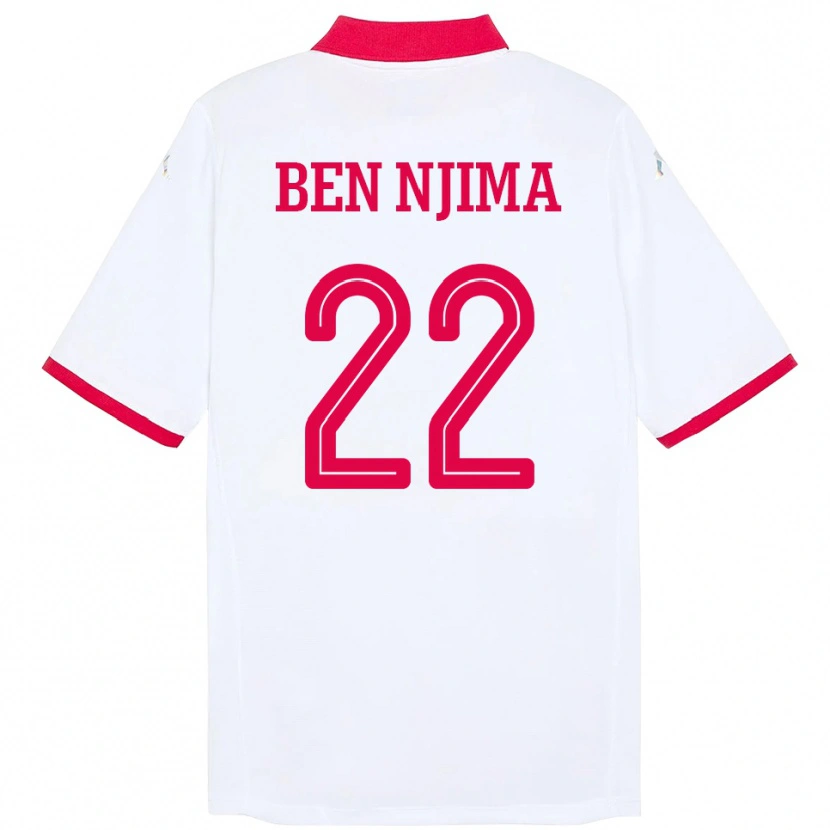 DanxenレディースチュニジアFiras Ben Njima#22ホワイトアウェイシャツ24-26ジャージーユニフォーム