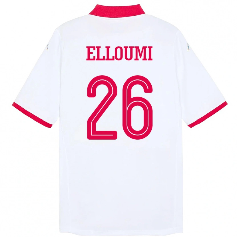 DanxenレディースチュニジアKhalil Elloumi#26ホワイトアウェイシャツ24-26ジャージーユニフォーム