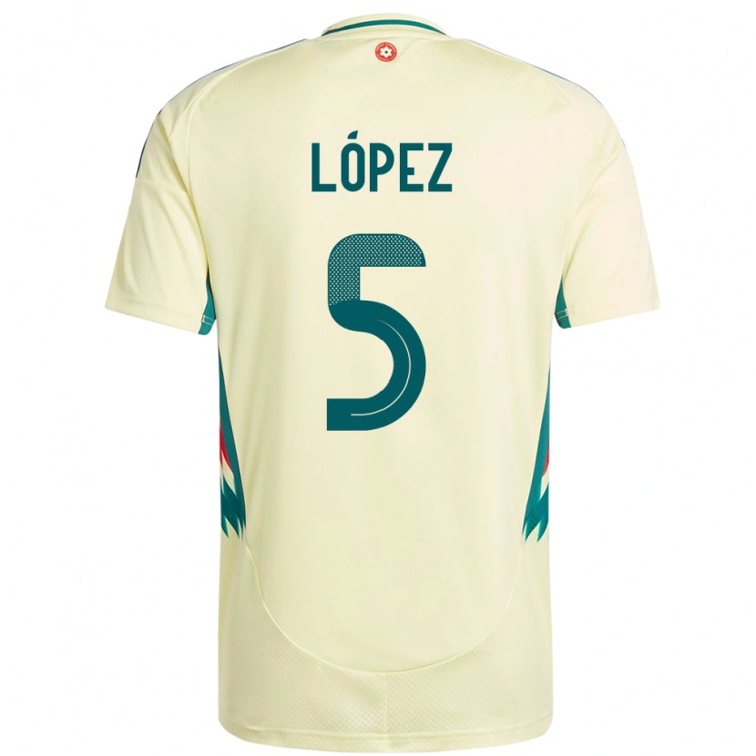 DanxenレディースウェールズPablo López#5ベージュイエローアウェイシャツ24-26ジャージーユニフォーム