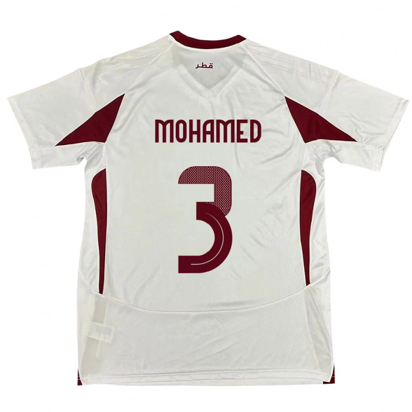 DanxenレディースカタールMotaman Mohamed#3ホワイトアウェイシャツ24-26ジャージーユニフォーム