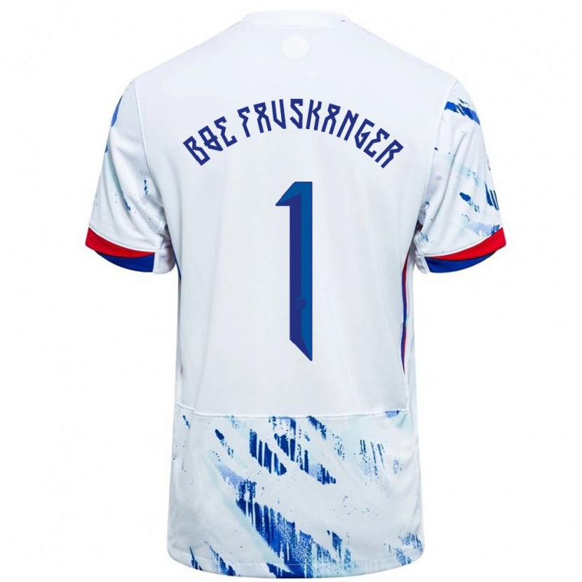 DanxenレディースノルウェーEinar Bøe Fauskanger#1ホワイトブルーアウェイシャツ24-26ジャージーユニフォーム