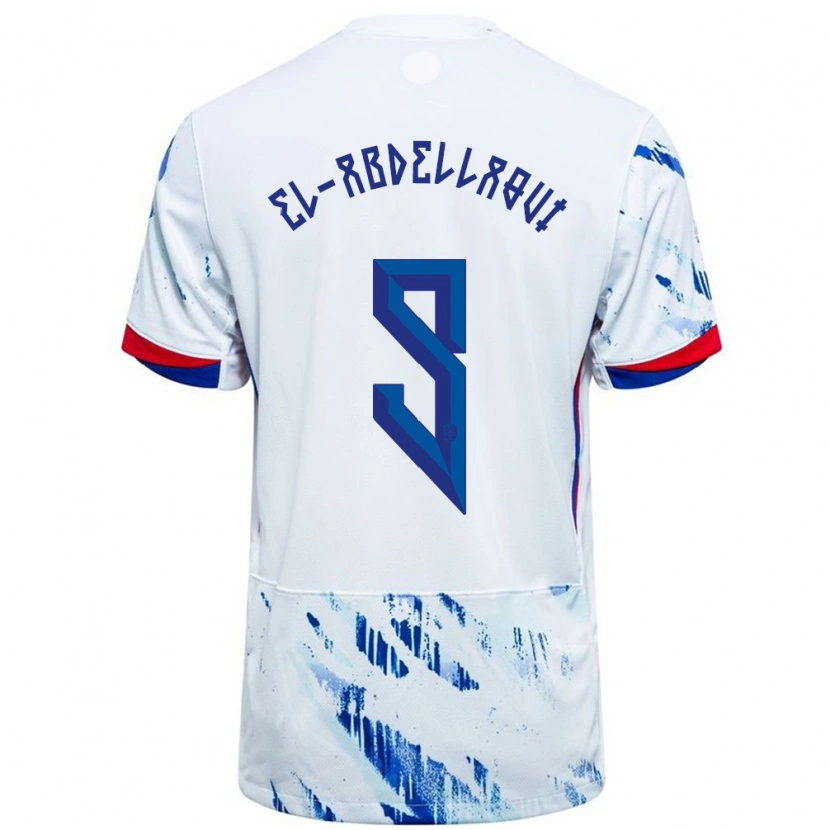 Danxenレディースノルウェージョーンズ・エル・アブデラウイ#9ホワイトブルーアウェイシャツ24-26ジャージーユニフォーム