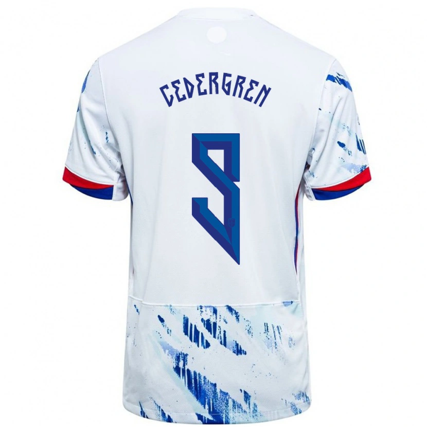 DanxenレディースノルウェーAbel Cedergren#9ホワイトブルーアウェイシャツ24-26ジャージーユニフォーム