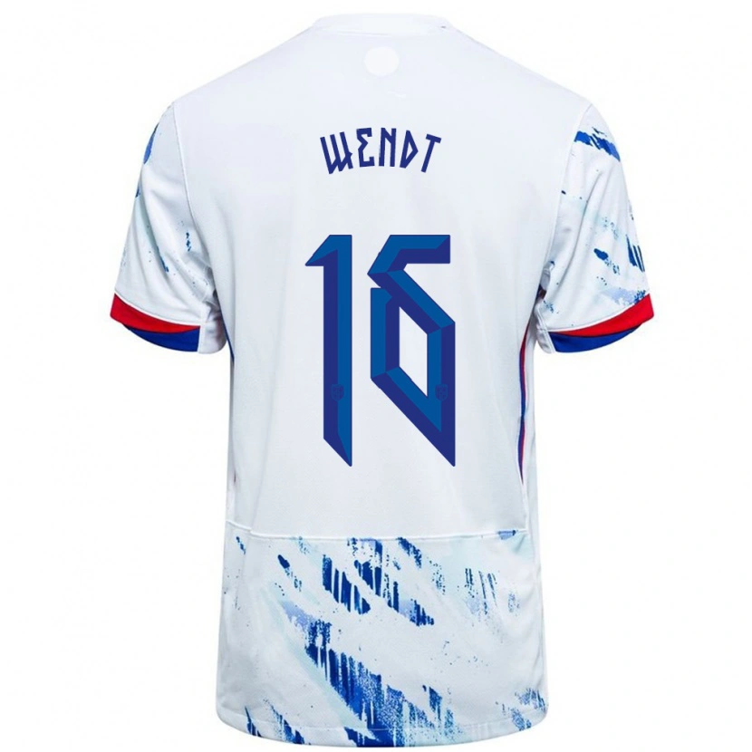 DanxenレディースノルウェーWilliam Wendt#16ホワイトブルーアウェイシャツ24-26ジャージーユニフォーム