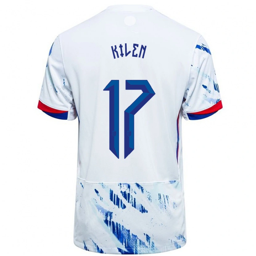 DanxenレディースノルウェーSander Kilen#17ホワイトブルーアウェイシャツ24-26ジャージーユニフォーム