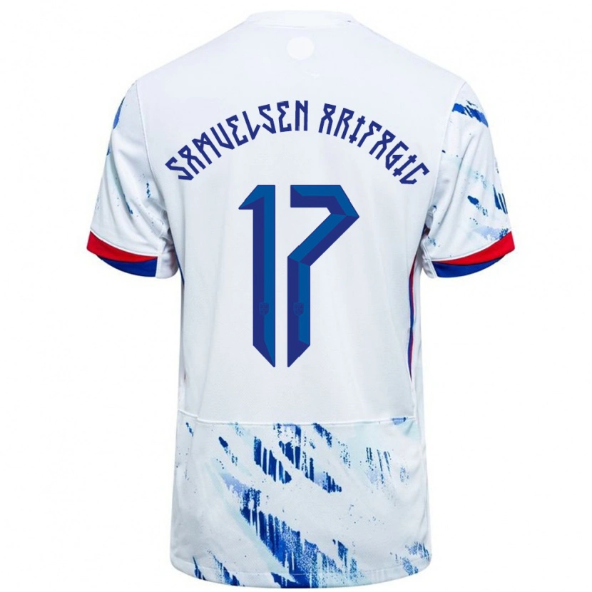 DanxenレディースノルウェーElias Samuelsen Arifagic#17ホワイトブルーアウェイシャツ24-26ジャージーユニフォーム