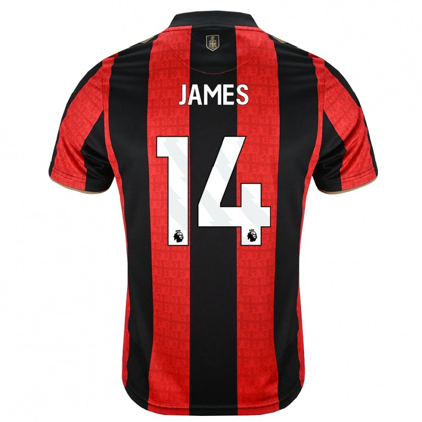 DanxenレディースKatie James#14ゴールデンロッド レッド ブラックホームシャツ2026/27ジャージーユニフォーム