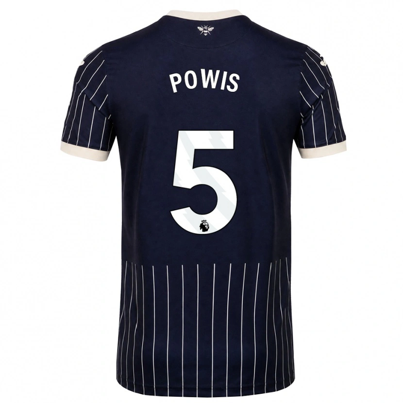 DanxenレディースIsaiah Powis#5ブラック ホワイトアウェイシャツ2026/27ジャージーユニフォーム
