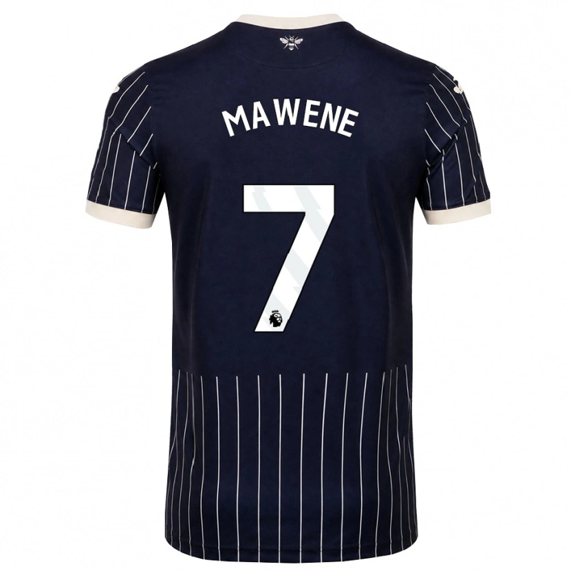 DanxenレディースTheo Mawene#7ブラック ホワイトアウェイシャツ2026/27ジャージーユニフォーム