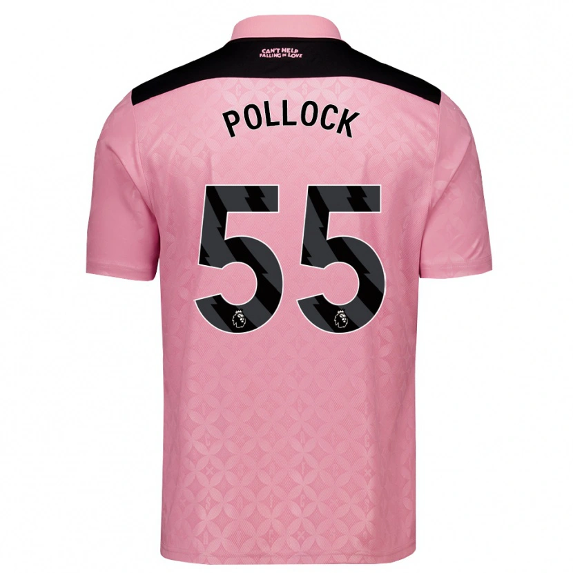 DanxenレディースAlfie Pollock#55ライトピンク ブラックアウェイシャツ2026/27ジャージーユニフォーム