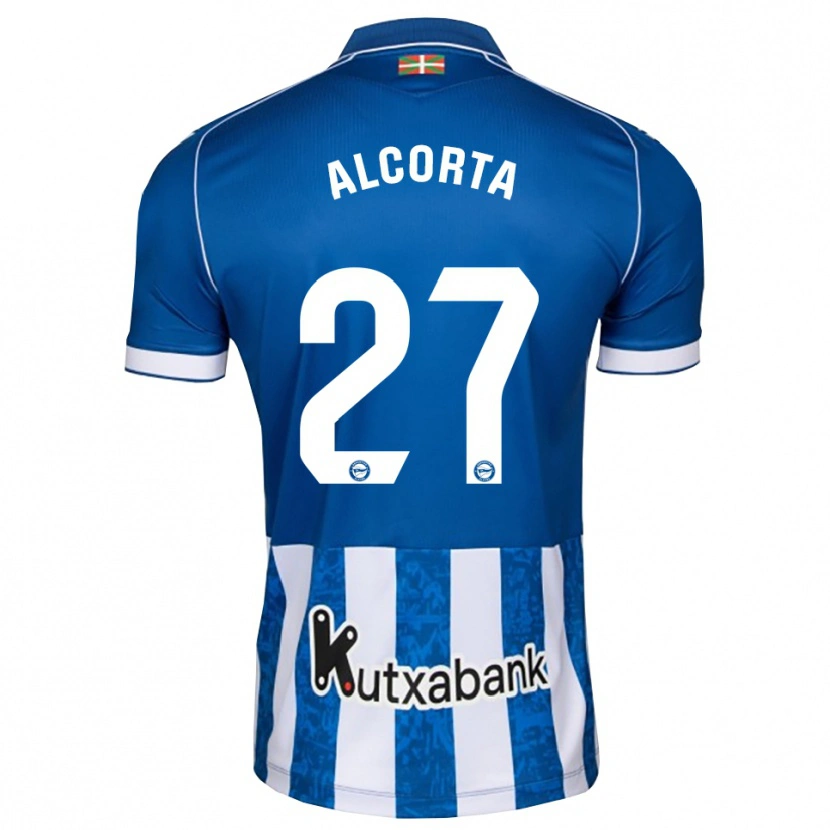 DanxenキッズAlaitz Alcorta#27青 白 黒ホームシャツ2026/27ジャージーユニフォーム