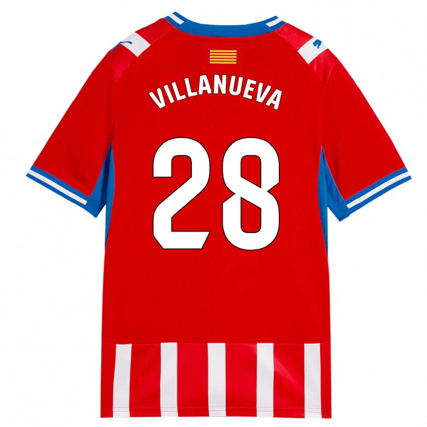 DanxenキッズPablo Villanueva#28赤白スカイブルーホームシャツ2026/27ジャージーユニフォーム