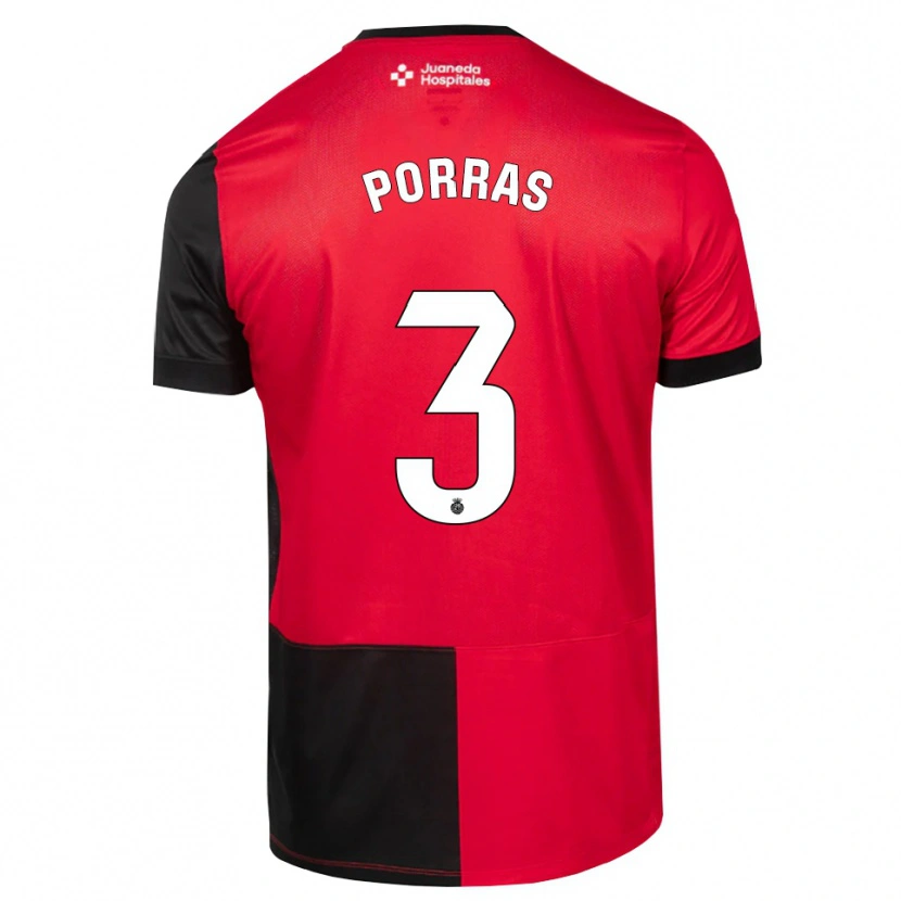 DanxenキッズJordi Porras#3黒赤白ホームシャツ2026/27ジャージーユニフォーム
