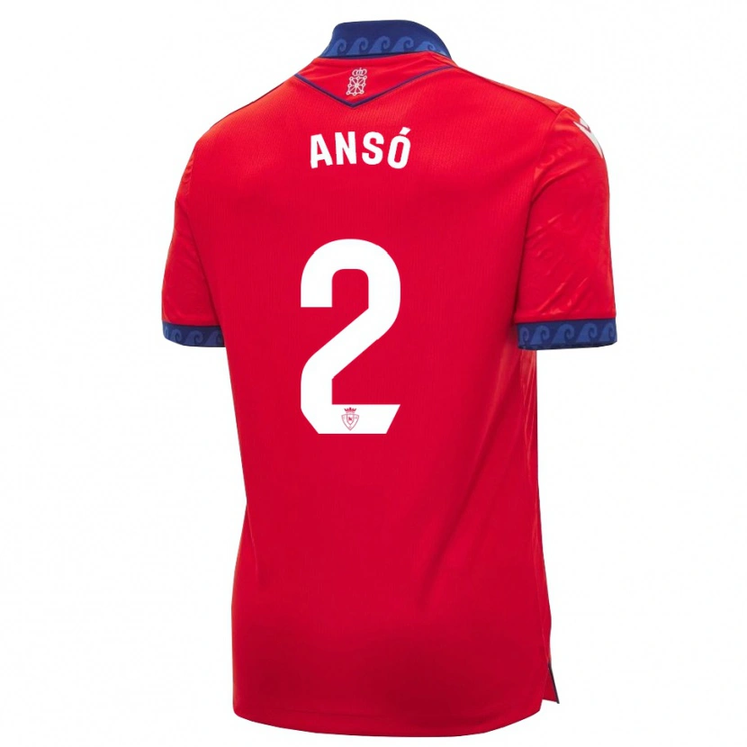 DanxenキッズMikel Ansó#2赤 ネイビーブルー 白ホームシャツ2026/27ジャージーユニフォーム