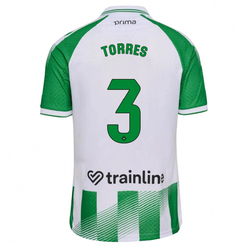 DanxenキッズÁlex Torres#3ライトグリーン 黒 白ホームシャツ2026/27ジャージーユニフォーム