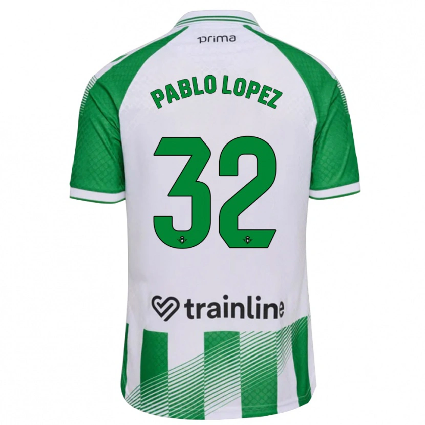DanxenキッズPablo López#32ライトグリーン 黒 白ホームシャツ2026/27ジャージーユニフォーム
