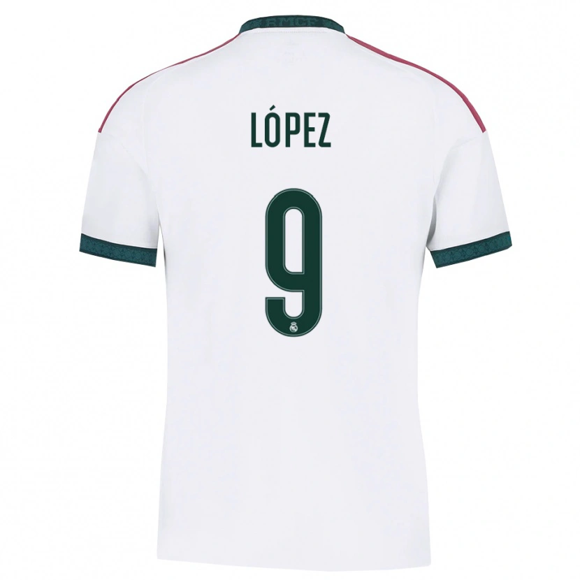 DanxenキッズMikel López#9ダークグリーン 白 赤ホームシャツ2026/27ジャージーユニフォーム