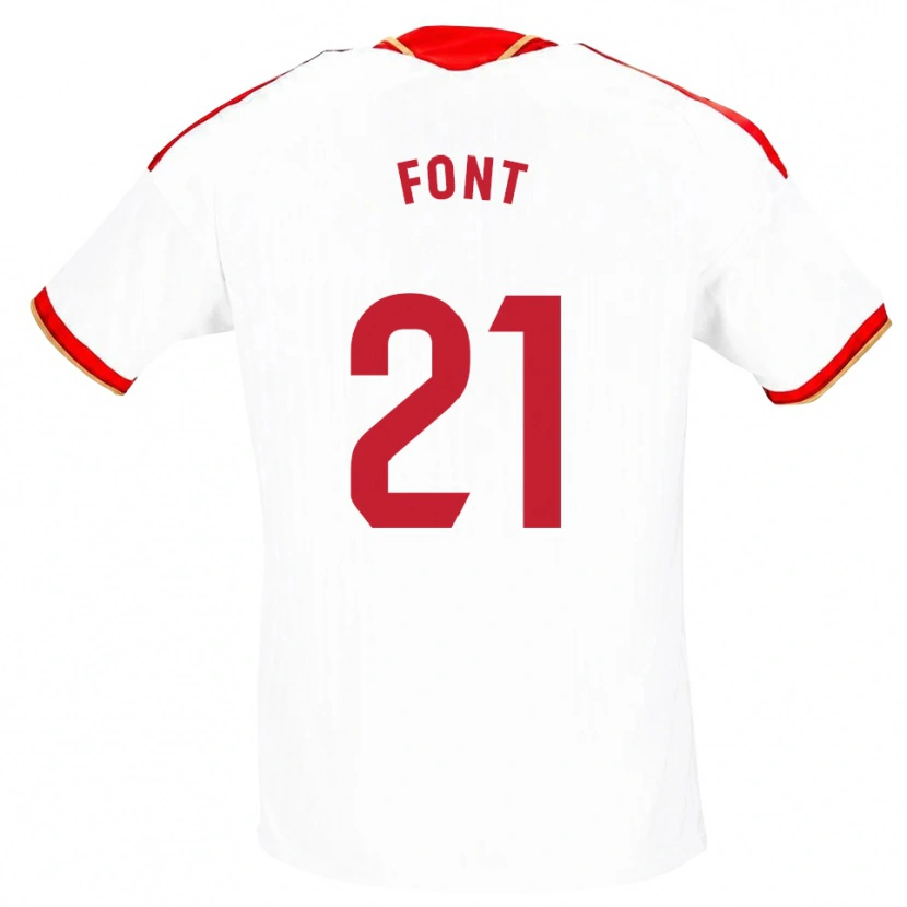 DanxenキッズJan Font#21白 赤ホームシャツ2026/27ジャージーユニフォーム