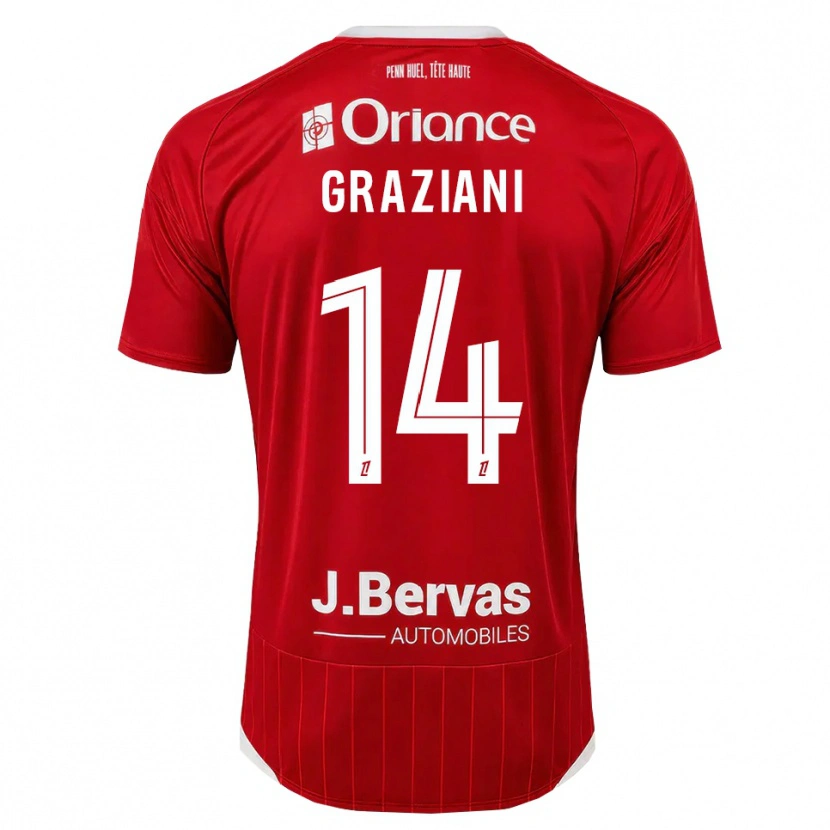 DanxenキッズKelyan Graziani#14白 赤ホームシャツ2026/27ジャージーユニフォーム