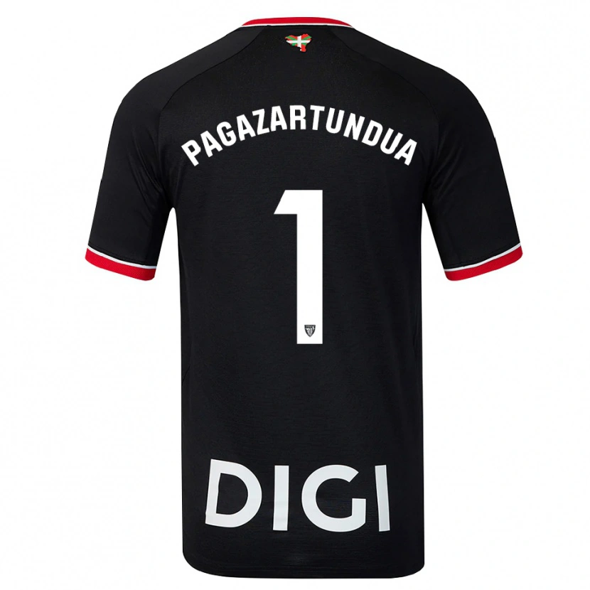 DanxenキッズIker Pagazartundua#1黒白赤アウェイシャツ2026/27ジャージーユニフォーム