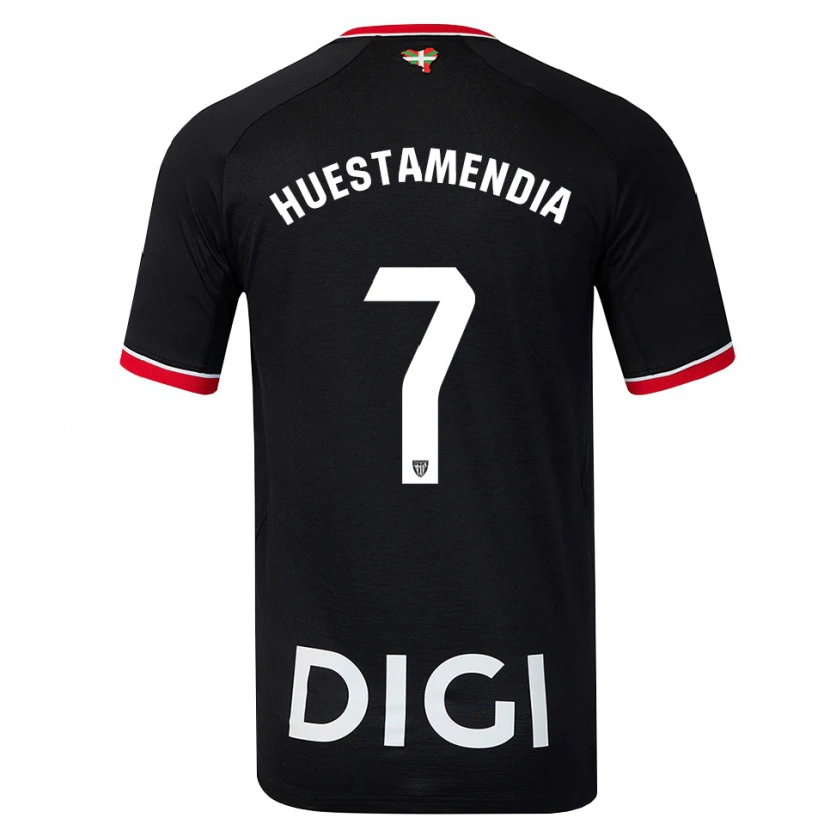 DanxenキッズPeio Huestamendia#7黒白赤アウェイシャツ2026/27ジャージーユニフォーム
