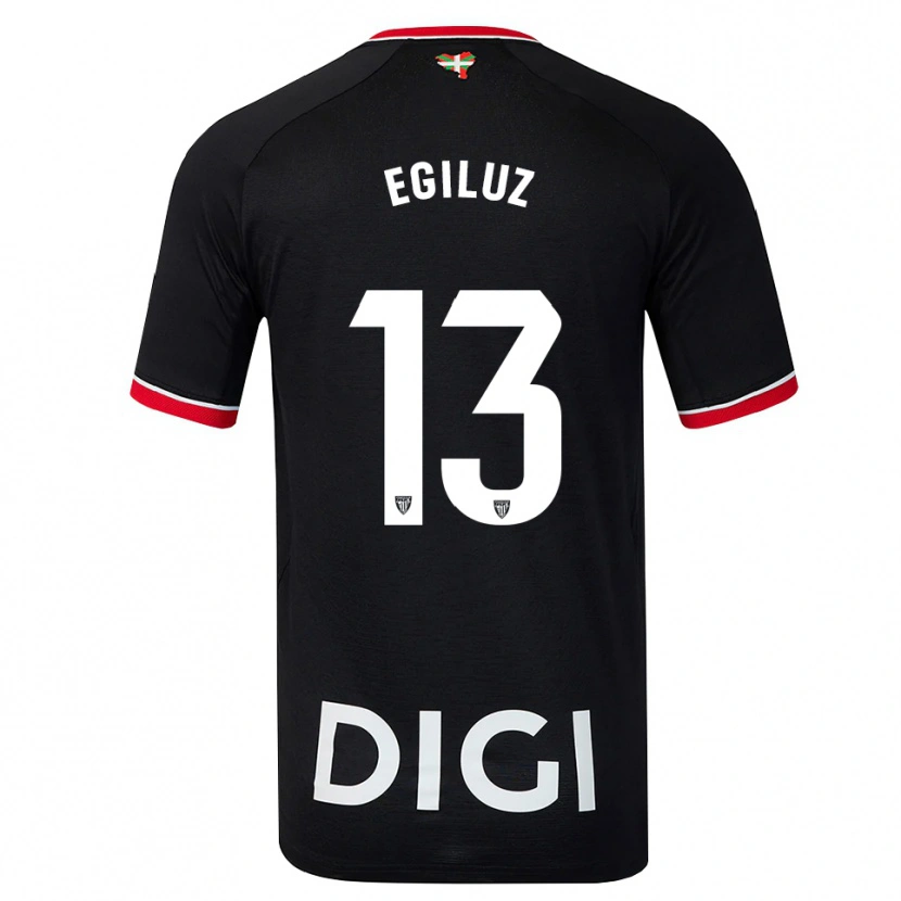 DanxenキッズUnai Egiluz#13黒白赤アウェイシャツ2026/27ジャージーユニフォーム