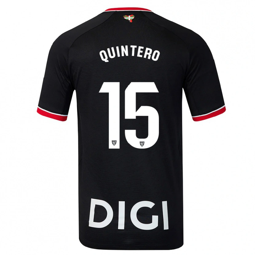DanxenキッズIker Quintero#15黒白赤アウェイシャツ2026/27ジャージーユニフォーム