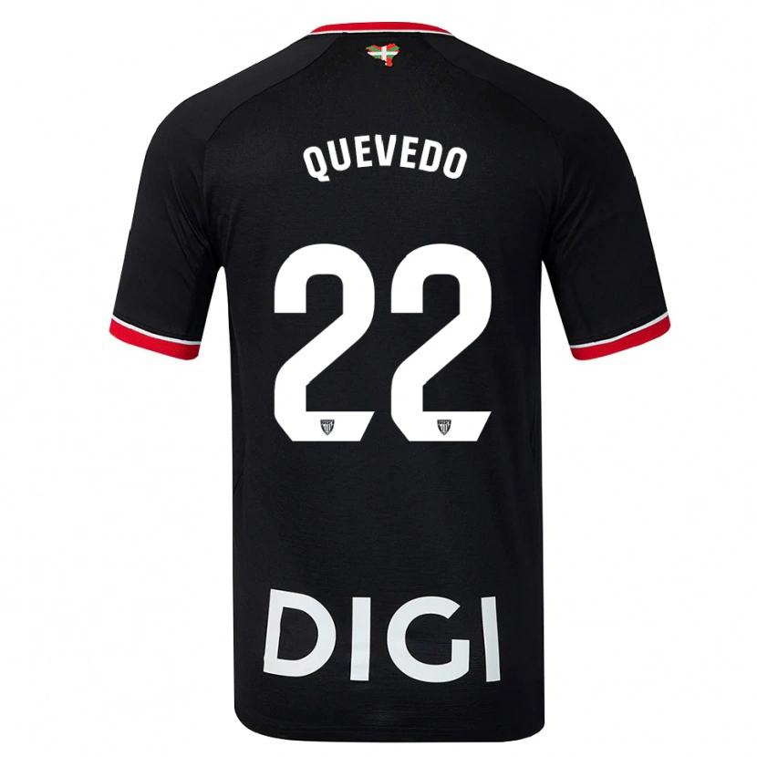 DanxenキッズUgaitz Quevedo#22黒白赤アウェイシャツ2026/27ジャージーユニフォーム