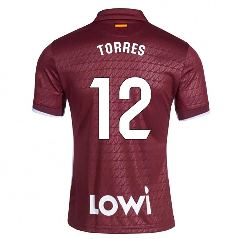 DanxenキッズRubén Torres#12ダークレッド 白アウェイシャツ2026/27ジャージーユニフォーム