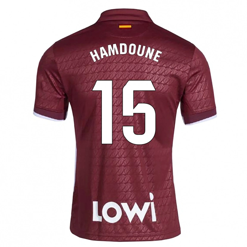 DanxenキッズMohamed Hamdoune#15ダークレッド 白アウェイシャツ2026/27ジャージーユニフォーム