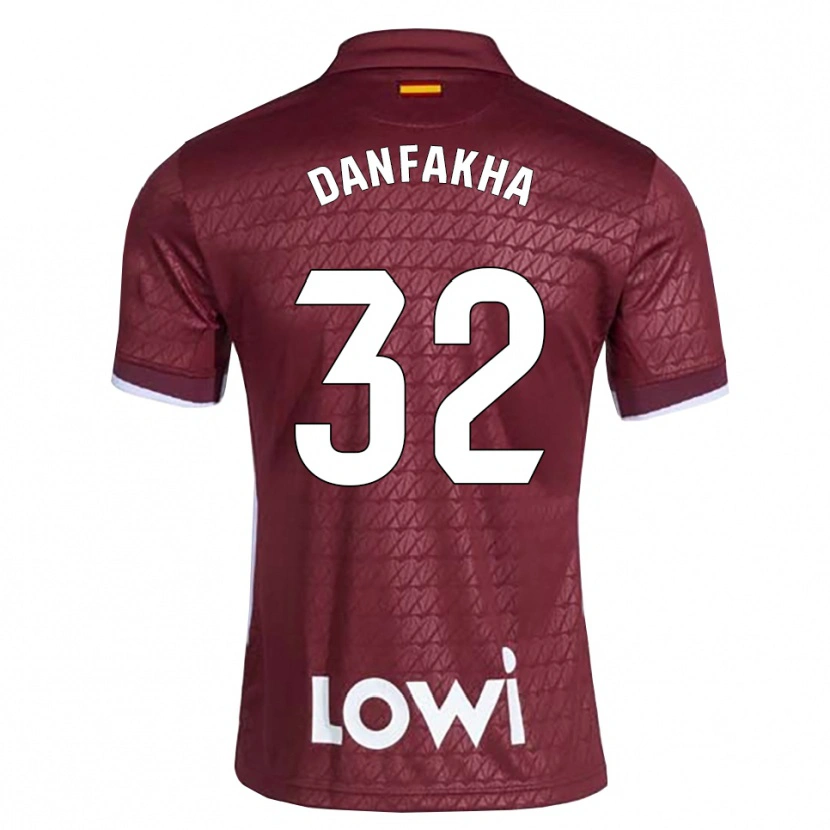 DanxenキッズIbrahima Danfakha#32ダークレッド 白アウェイシャツ2026/27ジャージーユニフォーム