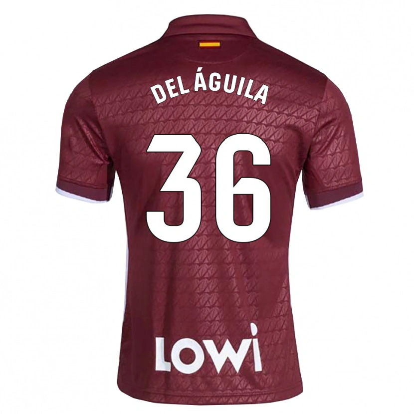 DanxenキッズÁngel Del Águila#36ダークレッド 白アウェイシャツ2026/27ジャージーユニフォーム