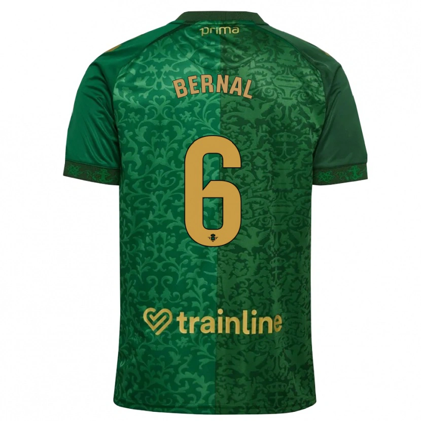 Danxenキッズファクンド・ベルナル#6フォレストグリーン ダークゴールデンロッドアウェイシャツ2026/27ジャージーユニフォーム