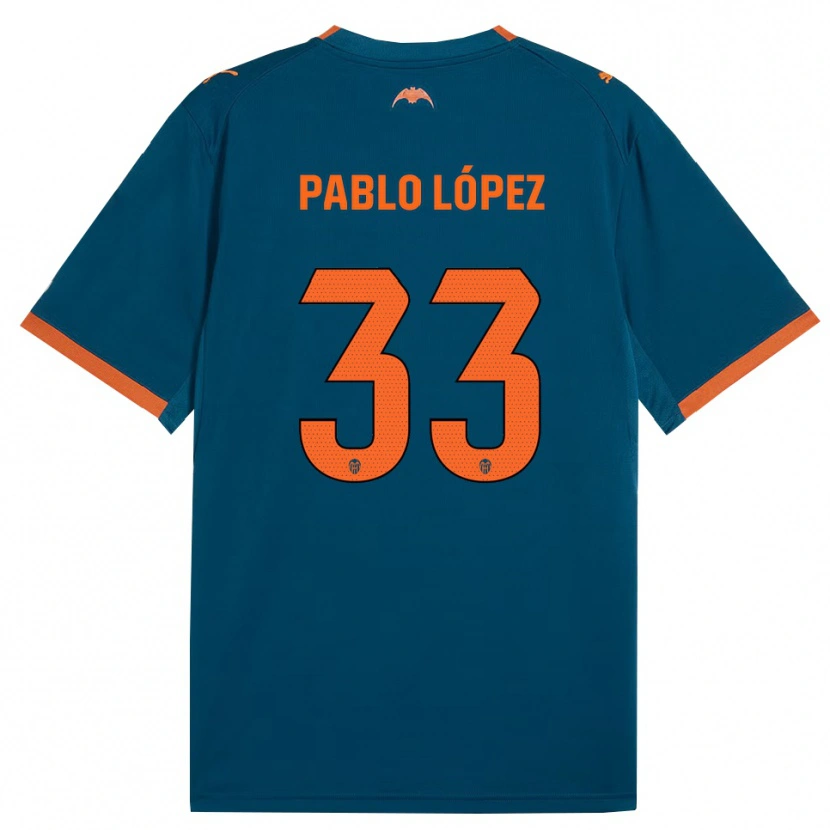 DanxenキッズPablo López#33スティールブルー オレンジアウェイシャツ2026/27ジャージーユニフォーム