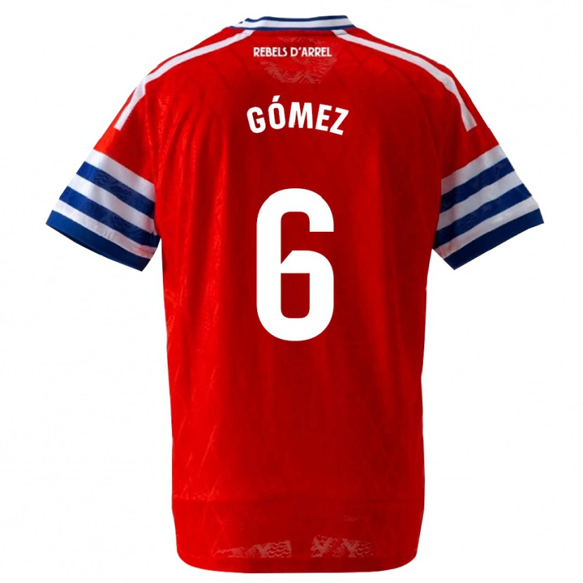 DanxenキッズFerran Gómez#6ロイヤルブルー 赤アウェイシャツ2026/27ジャージーユニフォーム