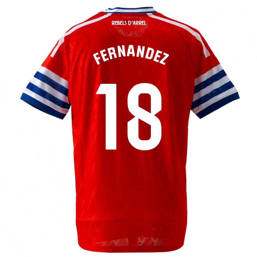 Danxenキッズマルコス・フェルナンデス#18ロイヤルブルー 赤アウェイシャツ2026/27ジャージーユニフォーム
