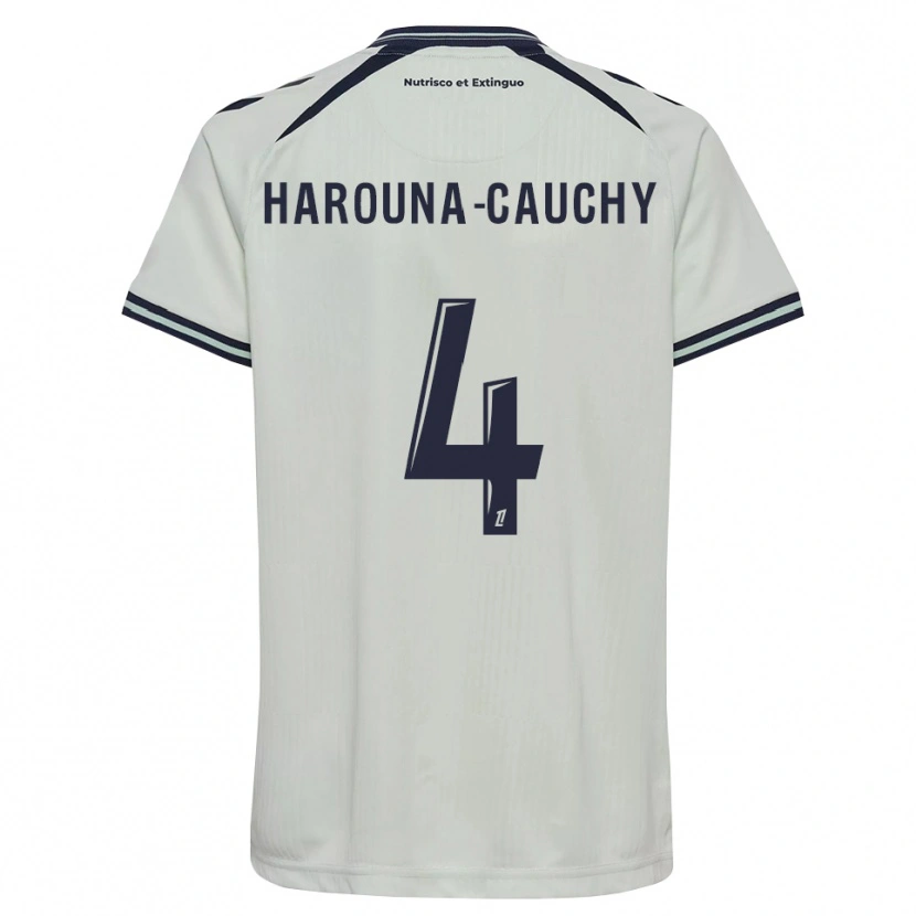 DanxenキッズYllian Harouna-Cauchy#4ミッドナイトブルー 白アウェイシャツ2026/27ジャージーユニフォーム